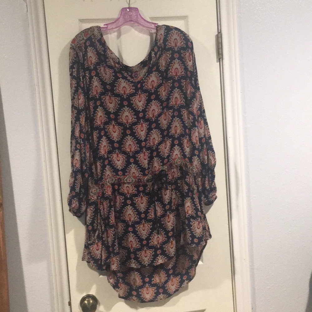 Drawstring waist peasant blouse